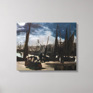 Edouard Manet - De haven van Boulogne bij maanlich Canvas Afdruk