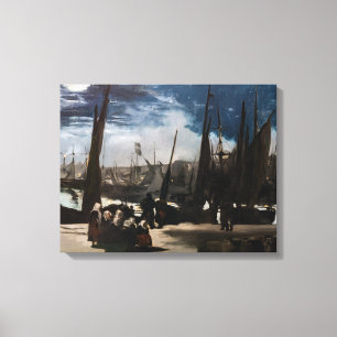 Edouard Manet - De haven van Boulogne bij maanlich Canvas Afdruk