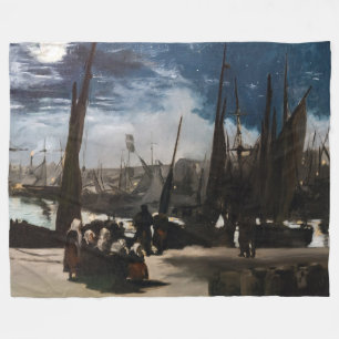 Edouard Manet - De haven van Boulogne bij maanlich Fleece Deken