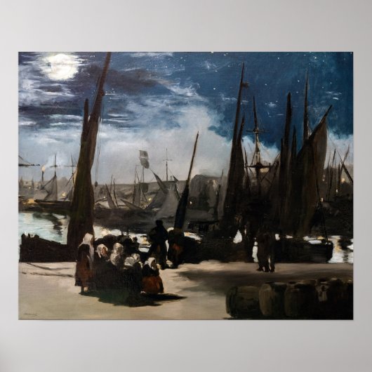 Edouard Manet - De haven van Boulogne bij maanlich Poster (Voorkant)