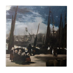 Edouard Manet - De haven van Boulogne bij maanlich Tegeltje