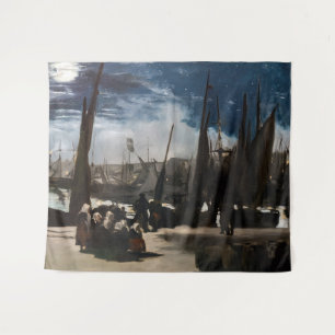 Edouard Manet - De haven van Boulogne bij maanlich Wandkleed
