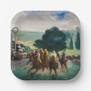 Edouard Manet - De paardenrennen in Longchamp Papieren Bordje