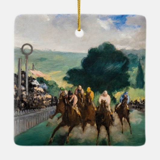 Edouard Manet - De Reizen bij Longchamp Keramisch Ornament (Achterkant)