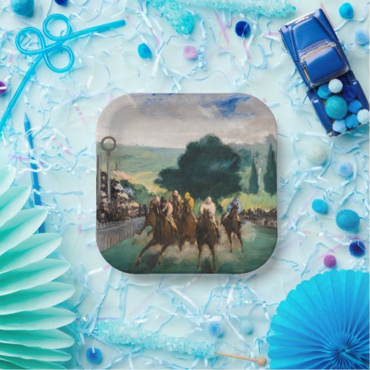 Edouard Manet - De Reizen bij Longchamp Papieren Bordje (Feest)