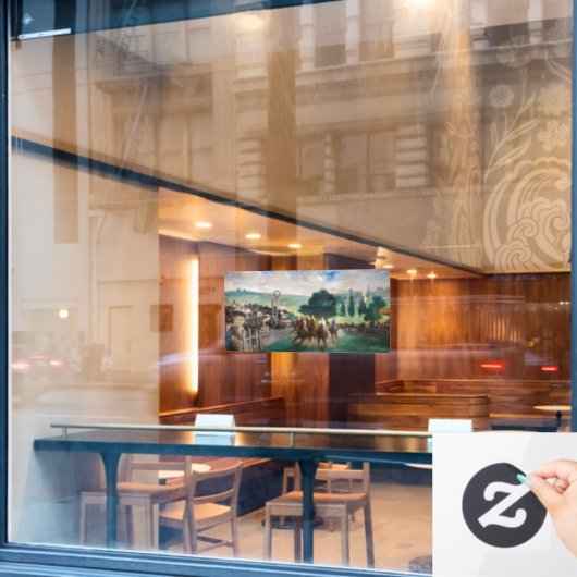 Edouard Manet - De Reizen bij Longchamp Raamsticker (Cafe Raam)