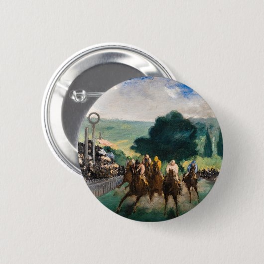 Edouard Manet - De Reizen bij Longchamp Ronde Button 5,7 Cm (Voorkant /achterkant)
