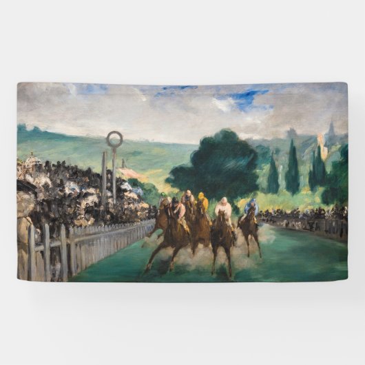Edouard Manet - De Reizen bij Longchamp Spandoek (Horizontaal)