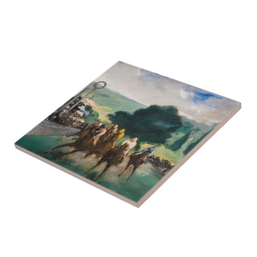 Edouard Manet - De Reizen bij Longchamp Tegeltje (Zijkant)