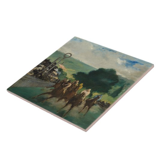 Edouard Manet - De Reizen bij Longchamp Tegeltje (Zijkant)