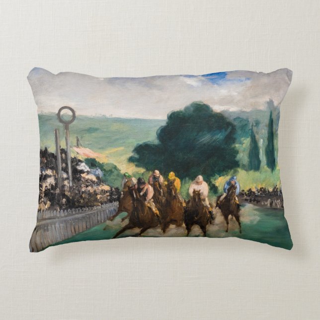 Edouard Manet - De renbaan in Longchamp Accent Kussen (Voorkant)