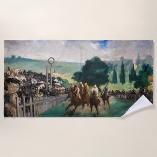 Edouard Manet - De Rennen in Longchamp Strandlaken (Voorkant)