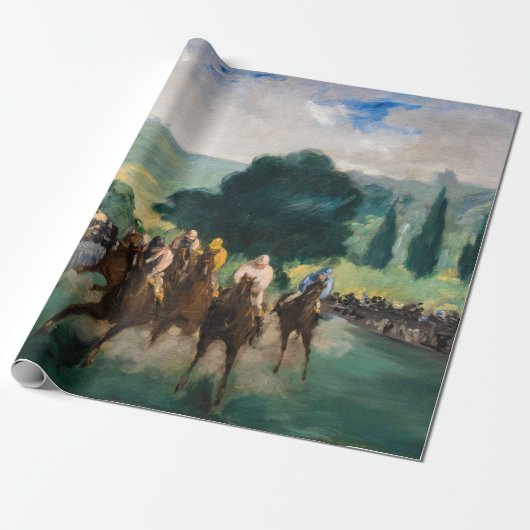 Edouard Manet - De renpaarden in Longchamp Cadeaupapier (Uitgerold)