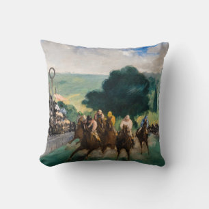 Edouard Manet - De renpaarden in Longchamp Kussen