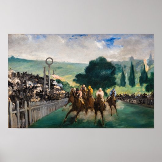 Edouard Manet - De renpaarden in Longchamp Poster (Voorkant)
