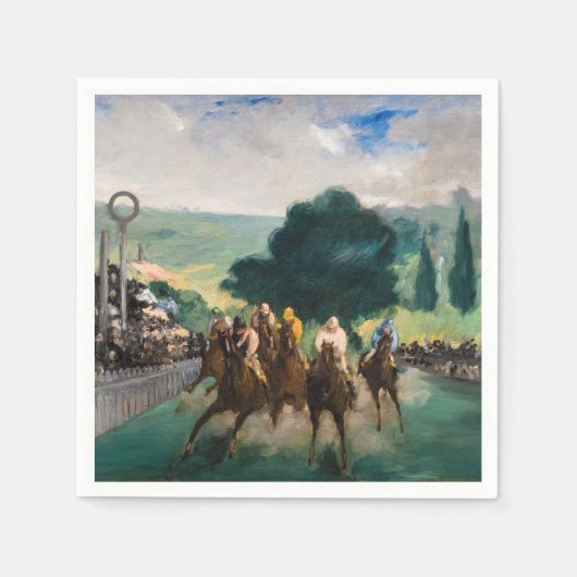 Edouard Manet - De renpaarden in Longchamp Servet (Voorkant)