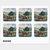 Edouard Manet - De renpaarden in Longchamp Vierkante Sticker (Vel)