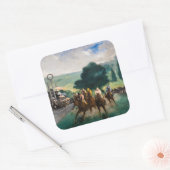 Edouard Manet - De renpaarden in Longchamp Vierkante Sticker (Envelop)