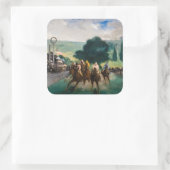 Edouard Manet - De renpaarden in Longchamp Vierkante Sticker (Tas)