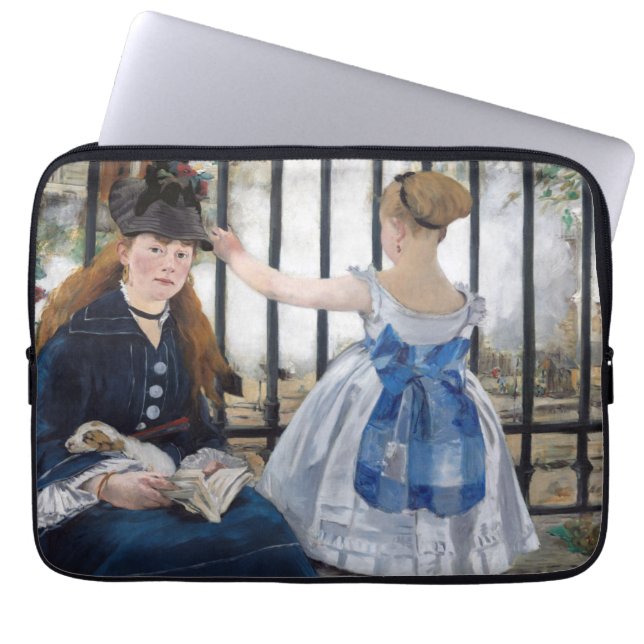 Edouard Manet - De Spoorweg Laptop Sleeve (Voorkant)