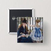 Edouard Manet - De Spoorweg Vierkante Button 5,1 Cm (Voorkant /achterkant)