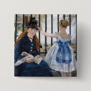 Edouard Manet - De Spoorweg Vierkante Button 5,1 Cm