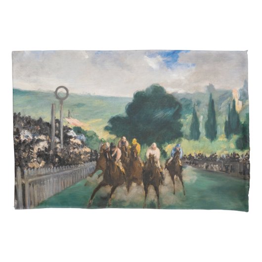 Edouard Manet - De Wedrennen in Longchamp Kussensloop (Voorkant)