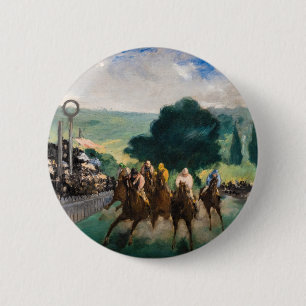 Edouard Manet - De Wedrennen in Longchamp Ronde Button 5,7 Cm