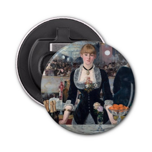 Edouard Manet - Een bar bij de Folies-Bergere Button Flesopener (Voorkant)