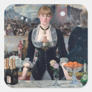 Edouard Manet - Een bar bij de Folies-Bergere Vierkante Sticker