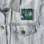 Edouard Manet - Een spel van Croquet Vierkante Button 5,1 Cm (In situ)