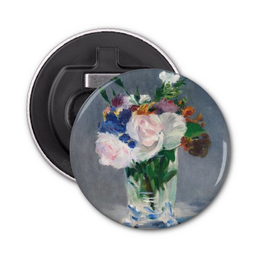 Edouard Manet - Flowers in een kristalvet Button Flesopener (Voorkant)