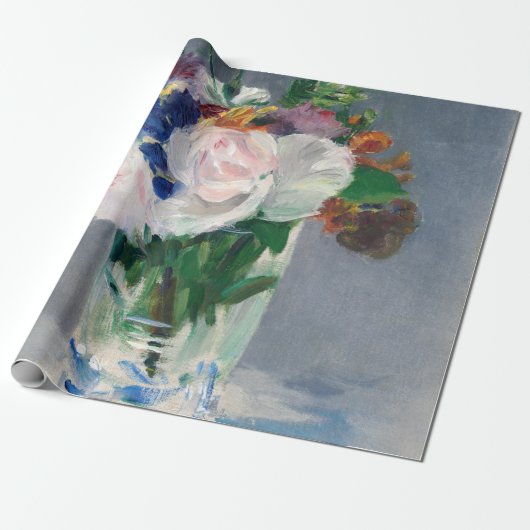 Edouard Manet - Flowers in een kristalvet Cadeaupapier (Uitgerold)