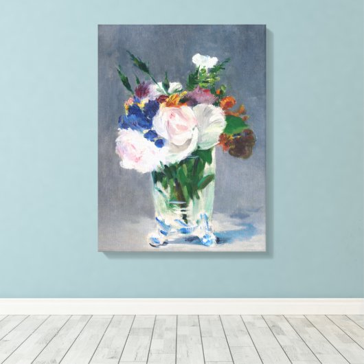 Edouard Manet - Flowers in een kristalvet Canvas Afdruk (Insitu (Houten vloer))