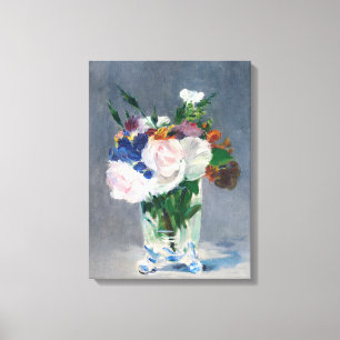 Edouard Manet - Flowers in een kristalvet Canvas Afdruk