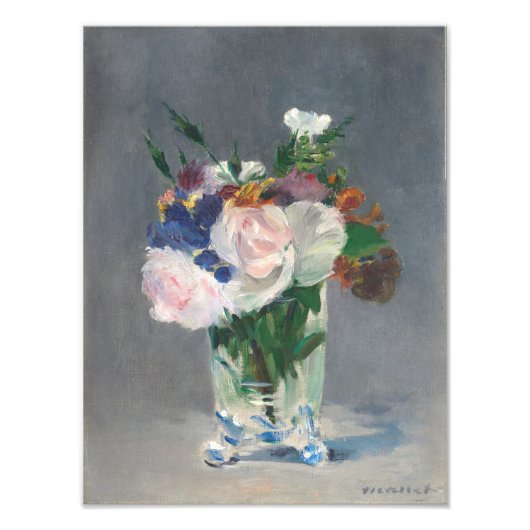  Edouard Manet Flowers in een kristalvet Foto Afdruk (Voorkant)