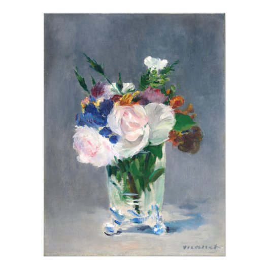 Edouard Manet - Flowers in een kristalvet Foto Afdruk (Voorkant)