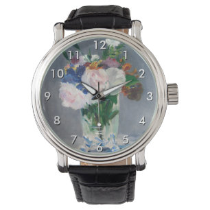 Edouard Manet - Flowers in een kristalvet Horloge