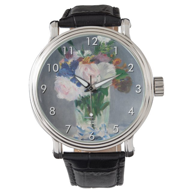 Edouard Manet - Flowers in een kristalvet Horloge (Voorkant)