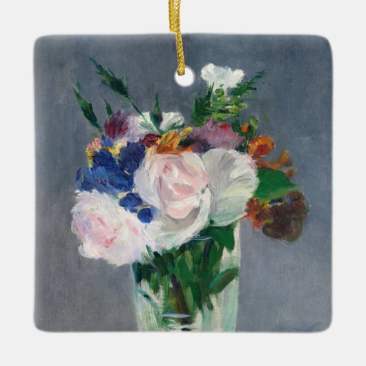 Edouard Manet - Flowers in een kristalvet Keramisch Ornament (Voorkant)