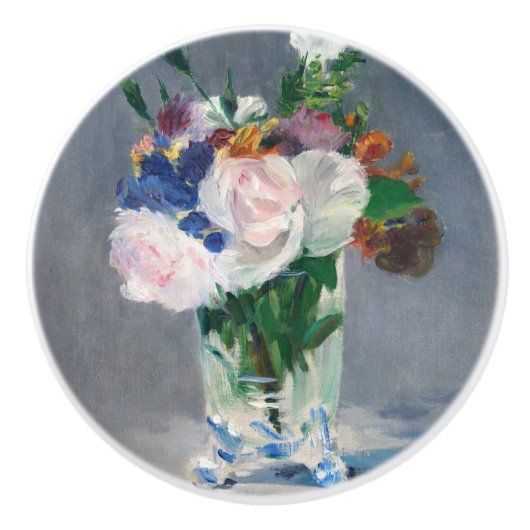 Edouard Manet - Flowers in een kristalvet Keramische Knop (Voorkant)