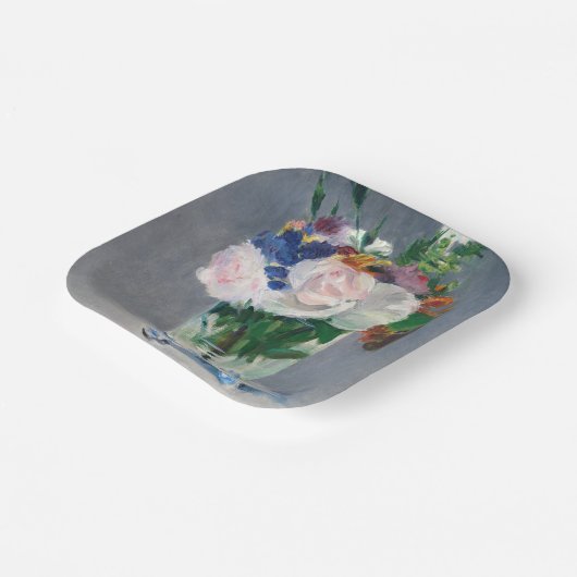 Edouard Manet - Flowers in een kristalvet Papieren Bordje (Gebogen)