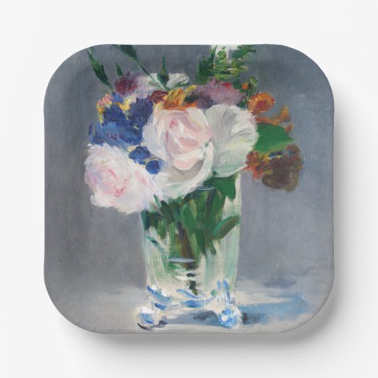 Edouard Manet - Flowers in een kristalvet Papieren Bordje (Voorkant)