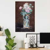 Edouard Manet - Flowers in een kristalvet Poster (Thuiskantoor)