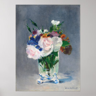 Edouard Manet - Flowers in een kristalvet Poster