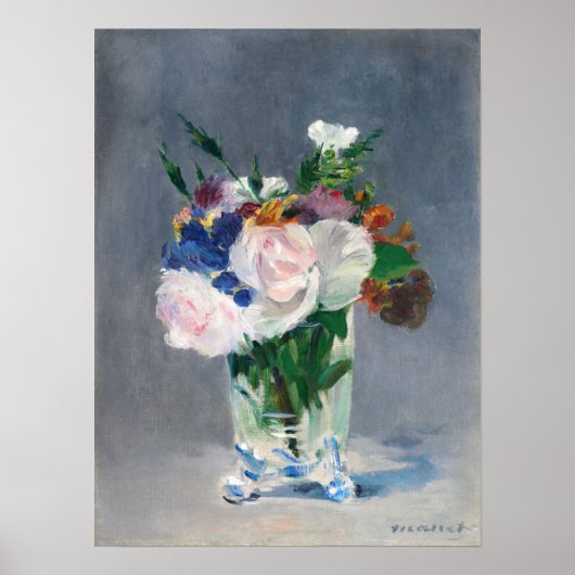 Edouard Manet - Flowers in een kristalvet Poster (Voorkant)