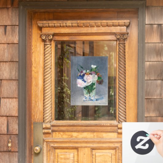 Edouard Manet - Flowers in een kristalvet Raamsticker (Huis Deur)