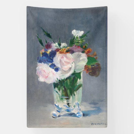 Edouard Manet - Flowers in een kristalvet Spandoek (Verticaal)
