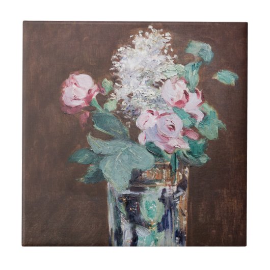 Edouard Manet - Flowers in een kristalvet Tegeltje (Voorkant)