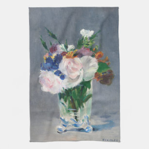 Edouard Manet - Flowers in een kristalvet Theedoek